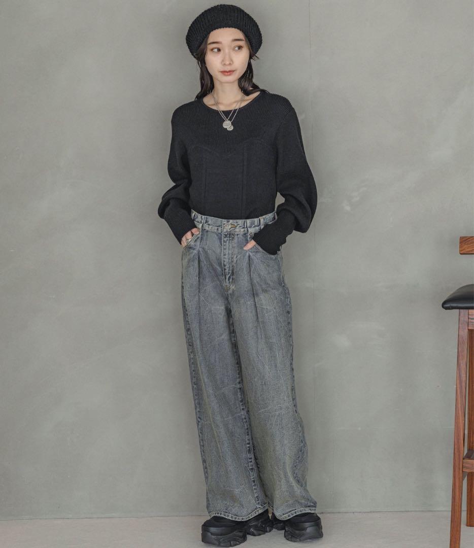JEANASIS｜タックデニムワイドパンツ | Rakuten Fashion(楽天