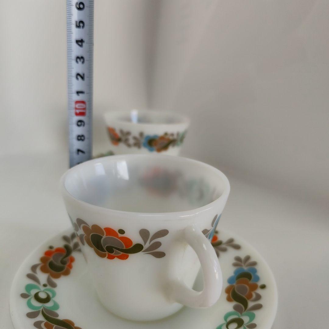 JAJ 英国　パイレックス　花柄　カップ　ソーサー　2客セット