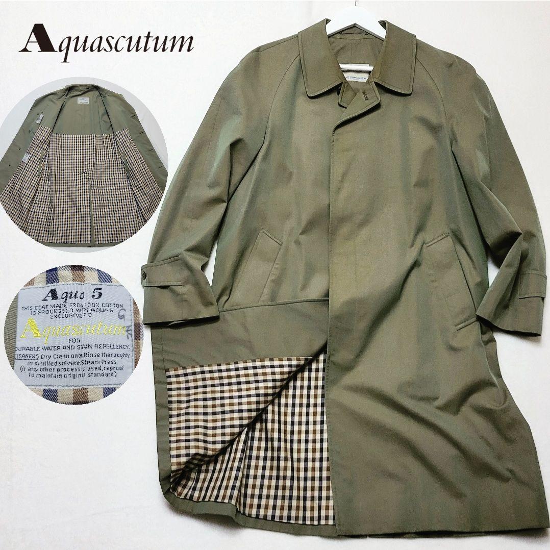 ☆値下☆ アクアスキュータム Aquascutum 英国製 Aqua5 ステンカラーコート バルマカーン レディース Lサイズ - icaten.gob.mx