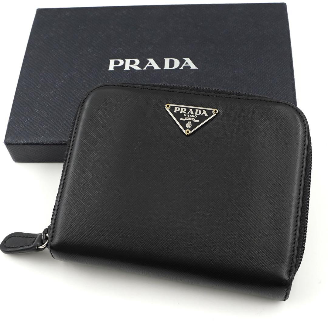 お手頃 ✨プレゼント梱包✨ PRADA ミニ財布 三角プレート サフィアーノ