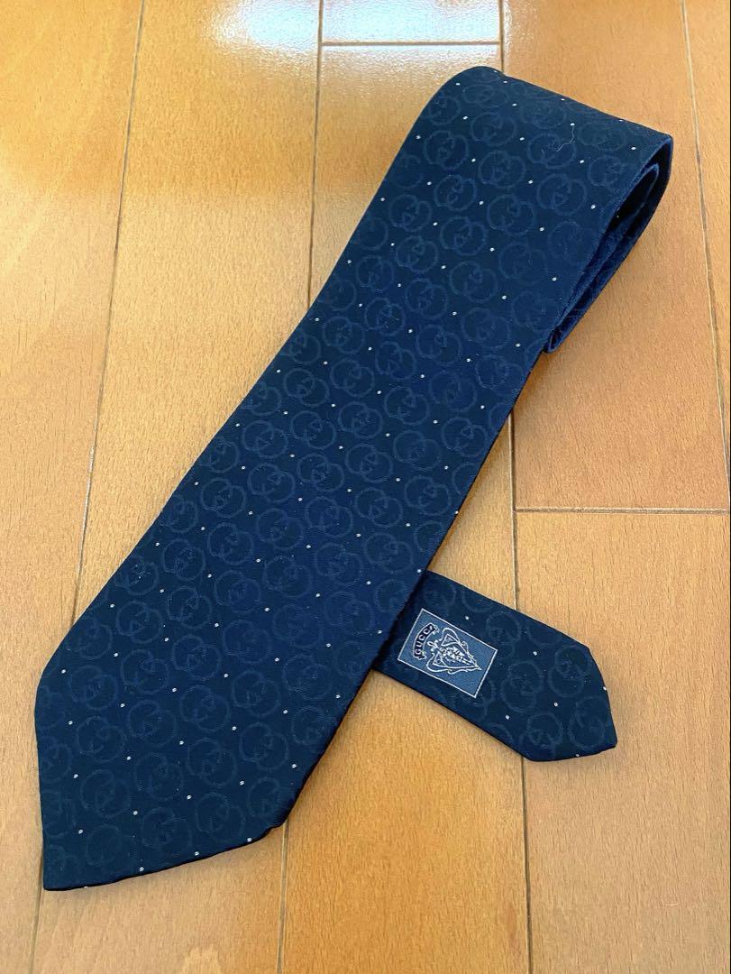 【美品 】　グッチ ネクタイ GGロゴ　ブラック