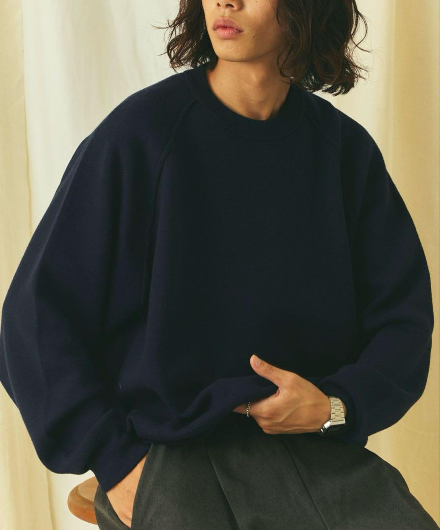 freaks storeリラックスフィット スウェットライク クルーネックニット