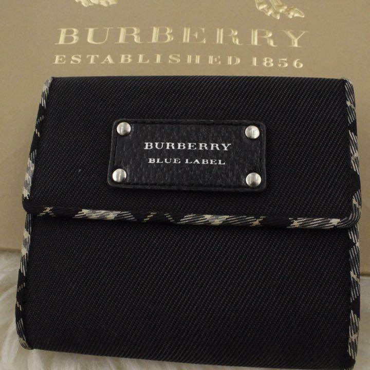 極美品　入手困難　BURBERRY BLUE LABEL 折り財布　チェック　黒