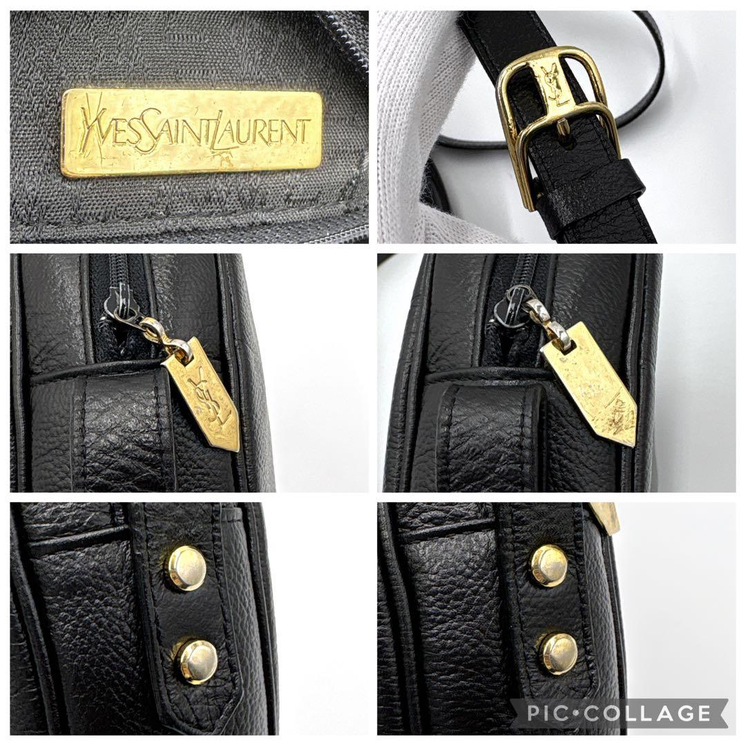 【美品】イブサンローラン ショルダーバッグ 丸型 ロゴ ゴールド金具 【美品】イブサンローラン ショルダーバッグ 丸型 ロゴ ゴールド金具