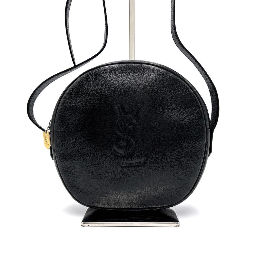 【美品】イブサンローラン ショルダーバッグ 丸型 ロゴ ゴールド金具 【美品】イブサンローラン ショルダーバッグ 丸型 ロゴ ゴールド金具