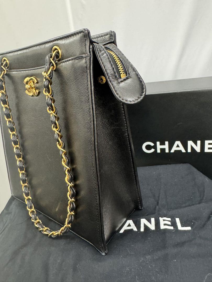 CHANEL　キャビアスキン　トートバッグ　チェーンバッグ　ターンロック　★★