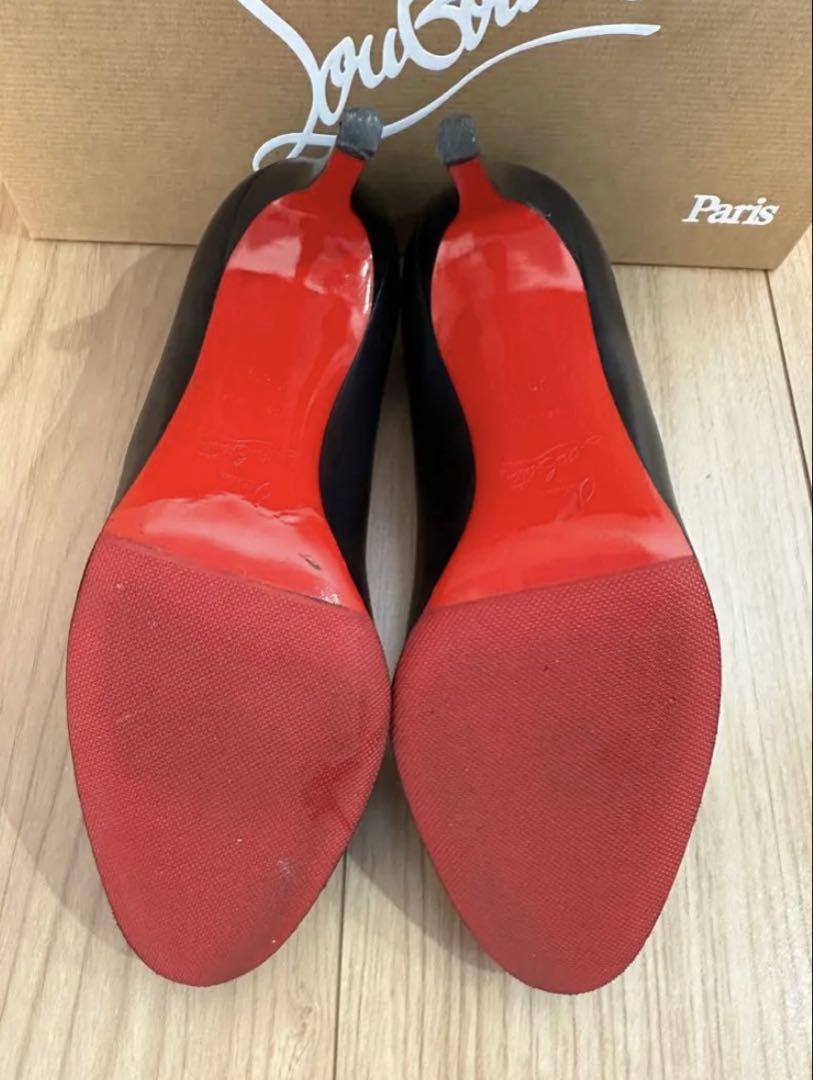 【美品】クリスチャンルブタン　レザーパンプス　ブラックハイヒール 23.5