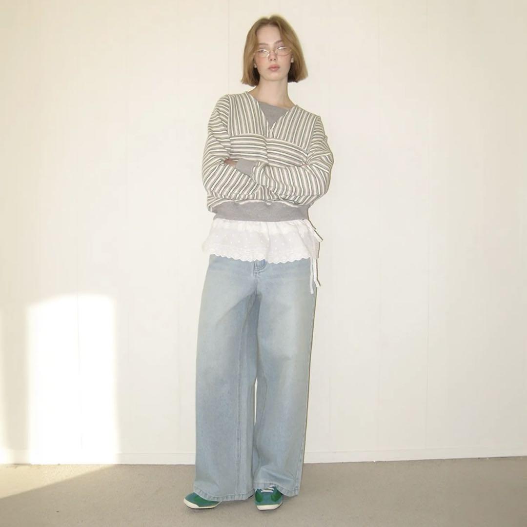 BACK HEART STITCH POCKET DENIM PANTS