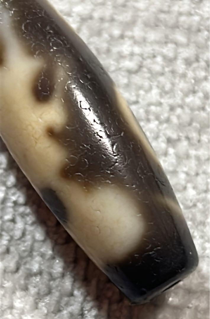白蛇　三面大黒天天珠　馬蹄痕　巳年／送料込　匿名発送／チベット　天珠　お守り