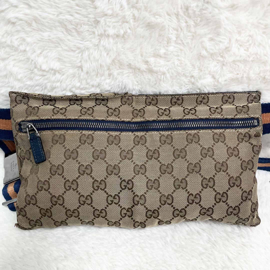 グッチ ボディバッグ シェリーライン GG キャンバス レザー ブラウン