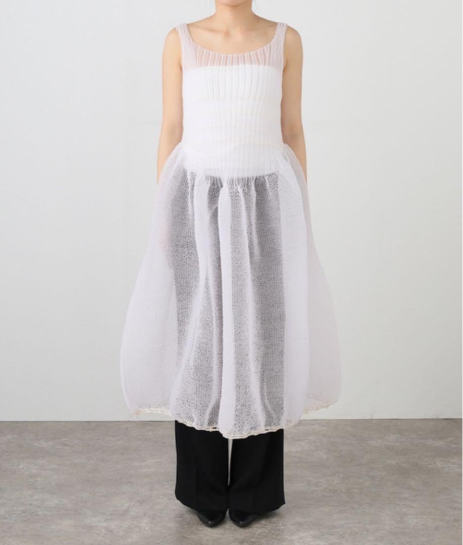 ノースリーブロングワンピース シフォン風