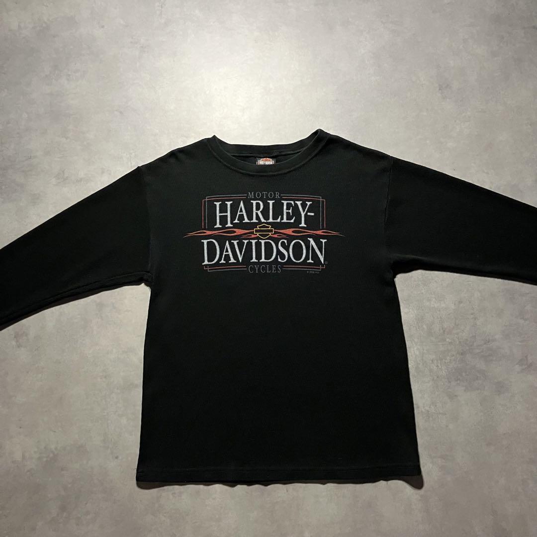 トップス 00s Harley Davidson logo l/s thermal y2k