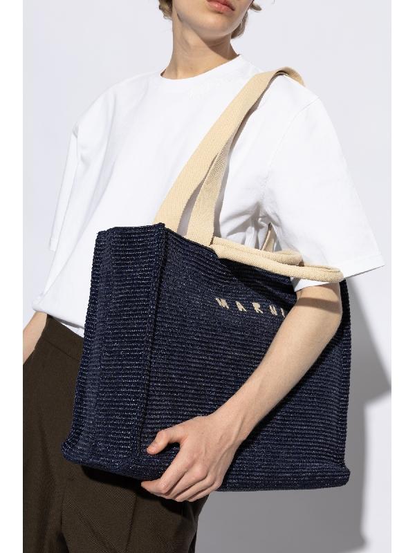 新品 MARNI ラフィアエフェクト ラージ トートバッグ