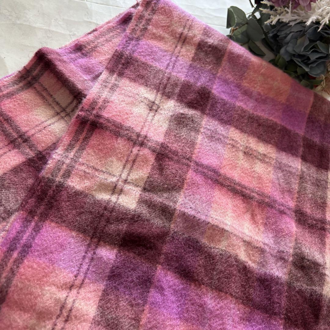 vivienne westwood チェック柄 カシミヤ100 ピンク ストール