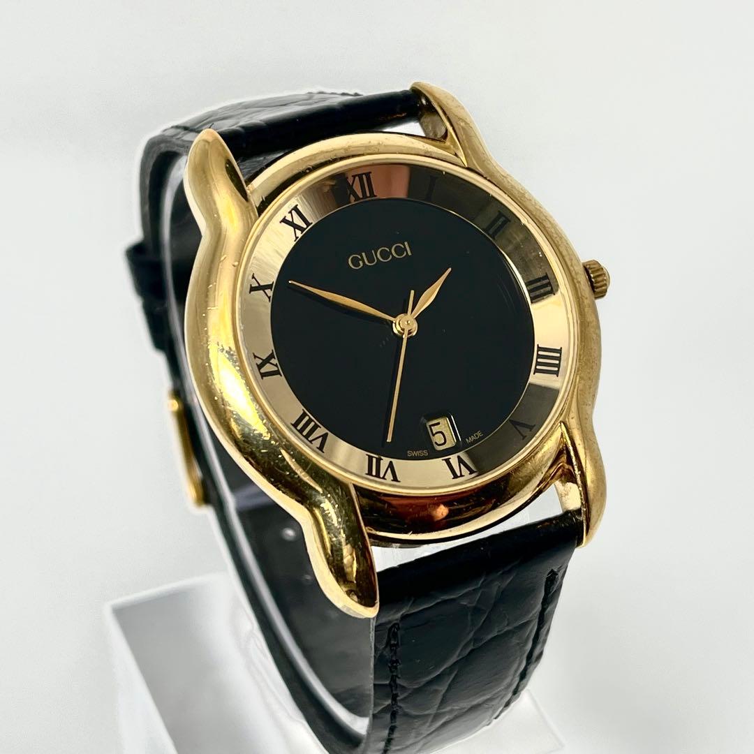 【稼働品】GUCCI グッチ 5100M ローマンベゼル デイト ゴールド ロゴ