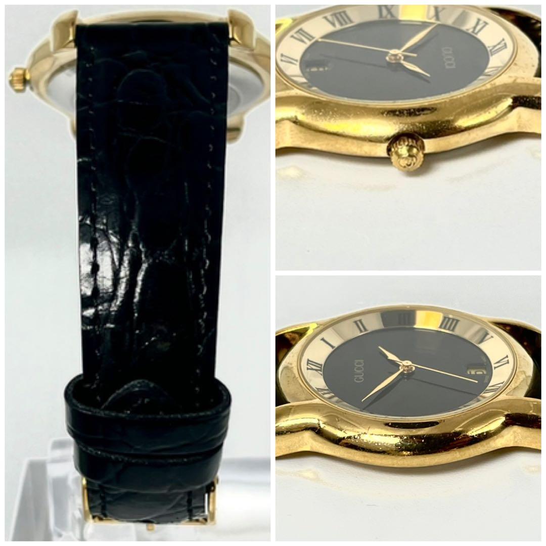 【稼働品】GUCCI グッチ 5100M ローマンベゼル デイト ゴールド ロゴ