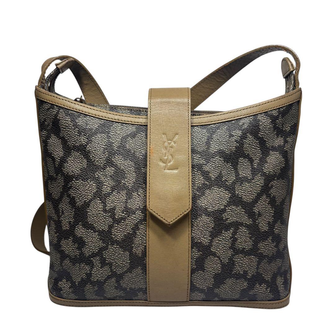 YS L イブ サンローラン ヴィンテージ　ショルダーバッグ ジラフ柄　PVC