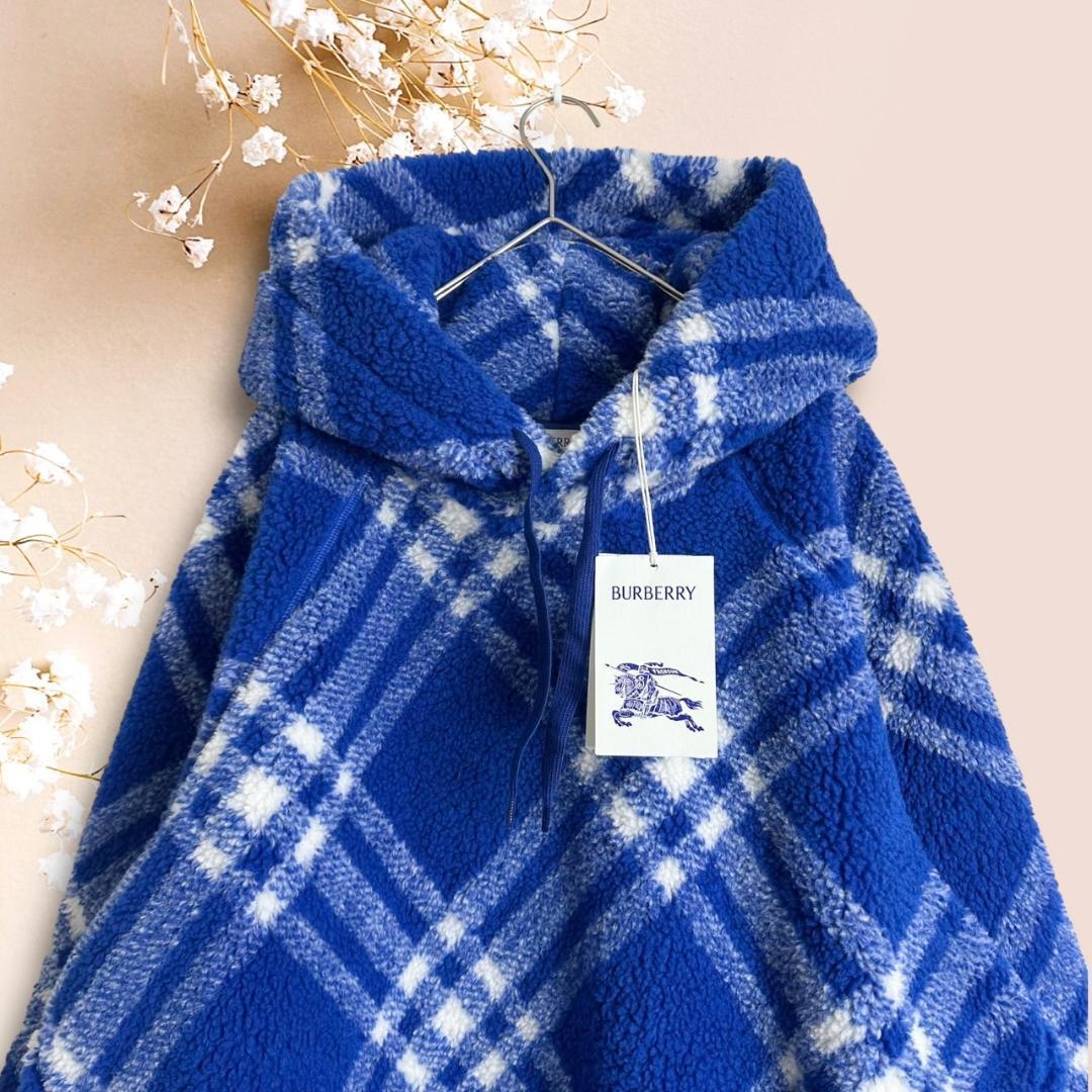 タグ付き☆新タグ☆BURBERRY チェック フリース フーディ ボア パーカー 画像7