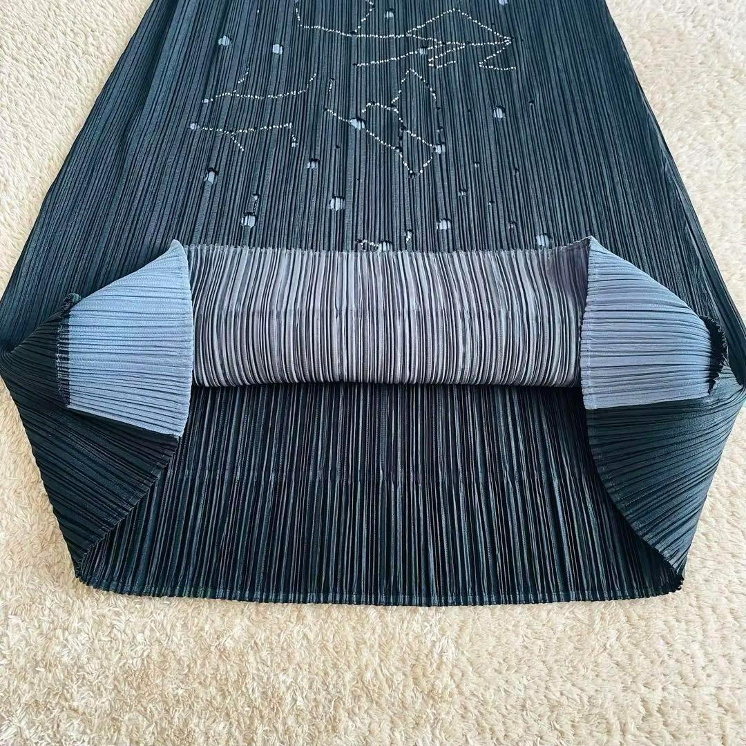 星座が煌めく特別な一着✨プリーツプリーズ カットワーク ロングスカート 黒 Ｌ
