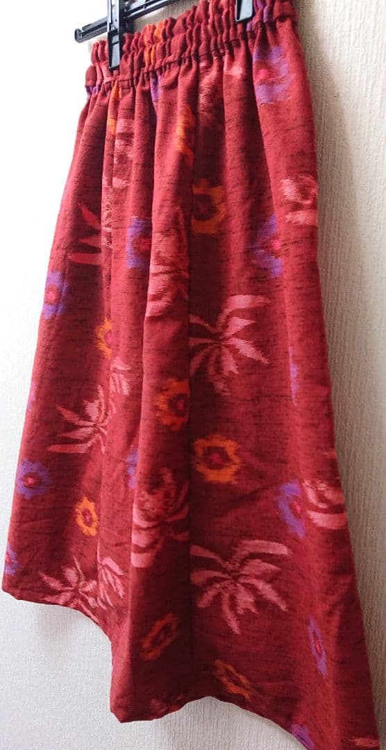 一点物!!】女子力高め♪花模様 着物スカート マキシスカート