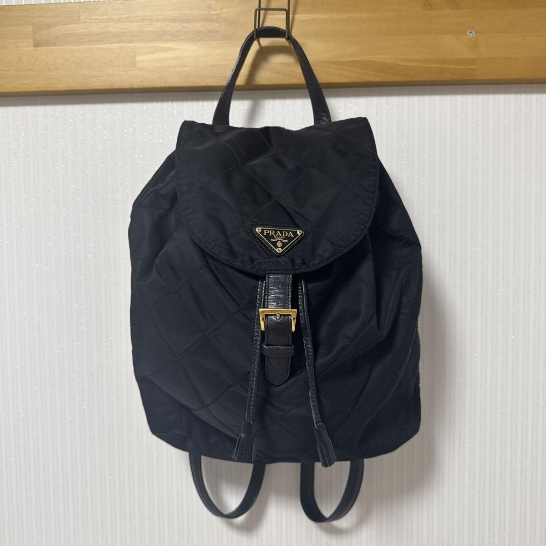 PRADA プラダ キルティング リュック ゴールド ナイロン