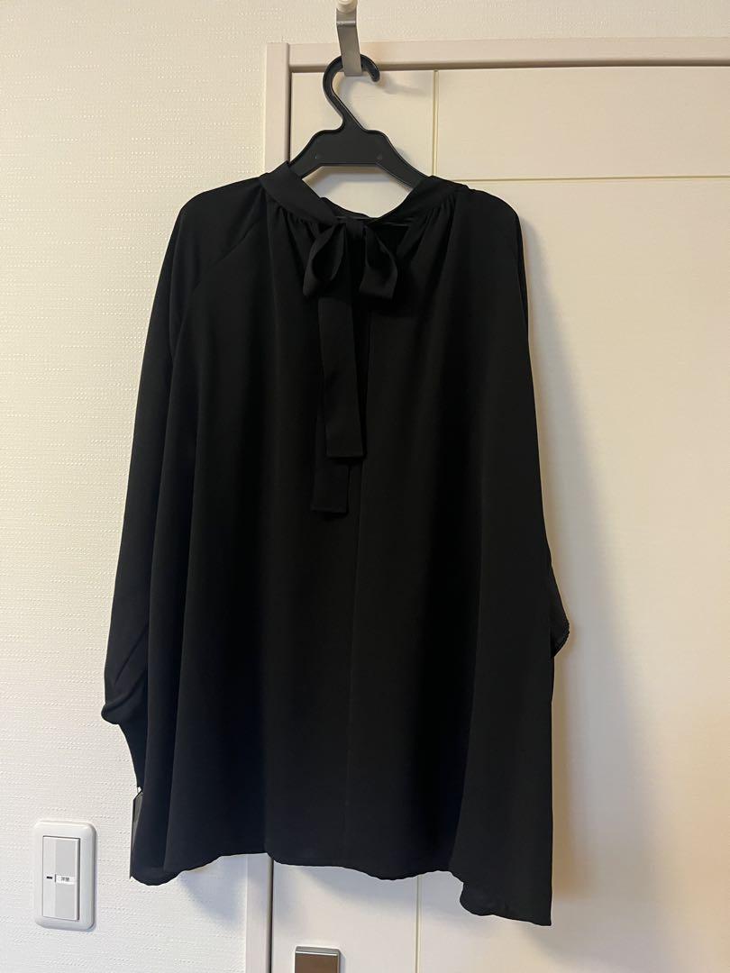 今期新品　ヤマダヤAgaプリーツフリルブラウス　プリーツカットソー　バックリボン
