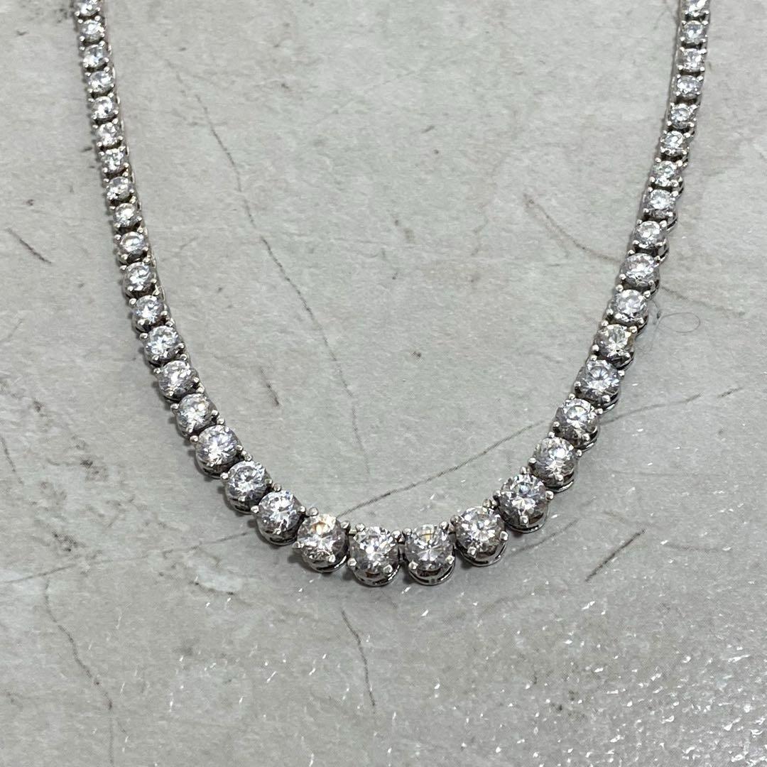 美品 テニスネックレス シルバー925 ラインストーン ネックレス