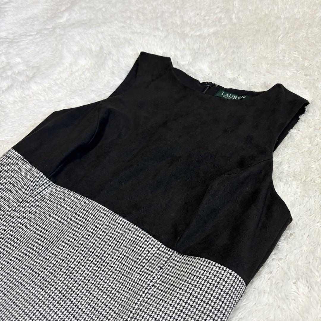 LAUREN RALPH LAUREN 千鳥柄 バイカラー ベロア ワンピース LAUREN RALPH LAUREN 千鳥柄 バイカラー ベロア ワンピース