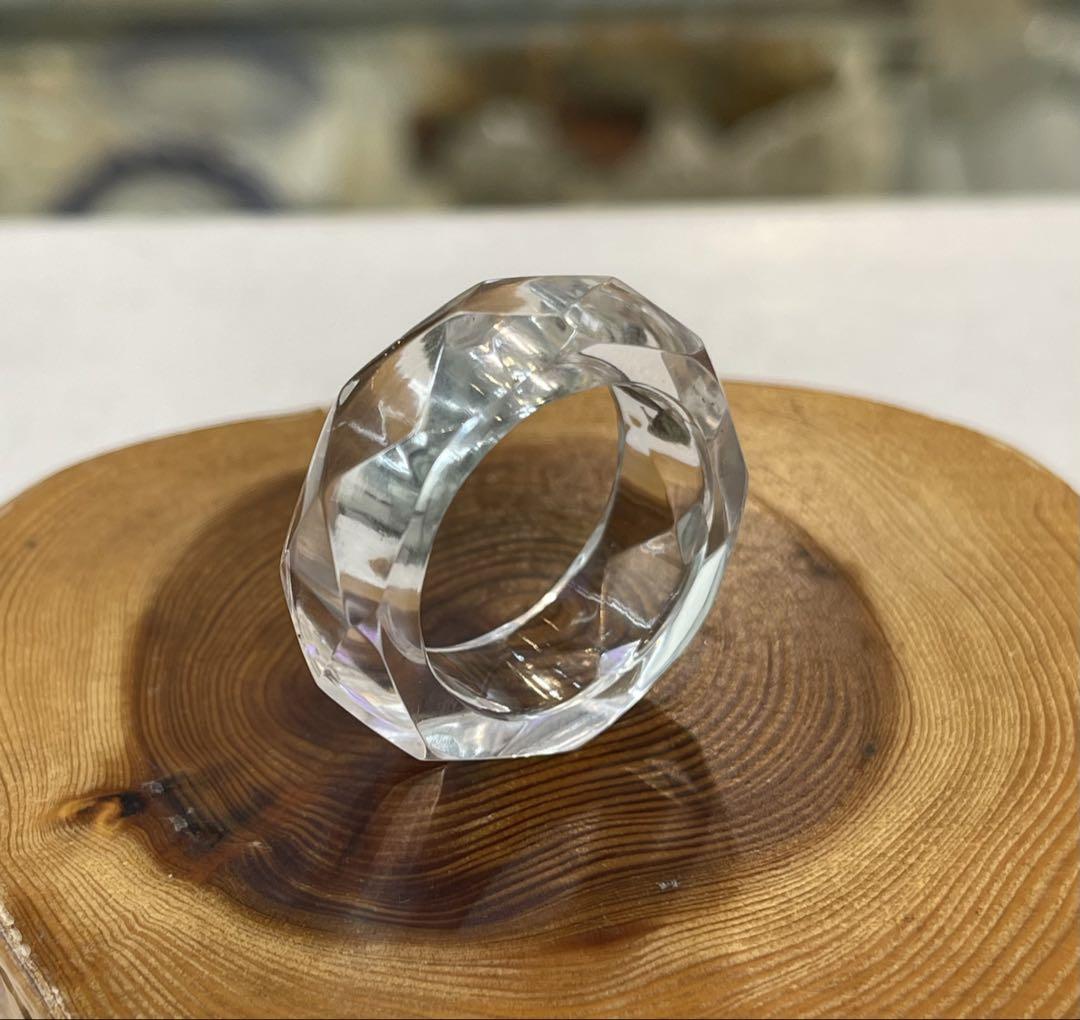 厳選　ガネッシュヒマール産ヒマラヤ水晶　くりぬきリング21号　手作り カット