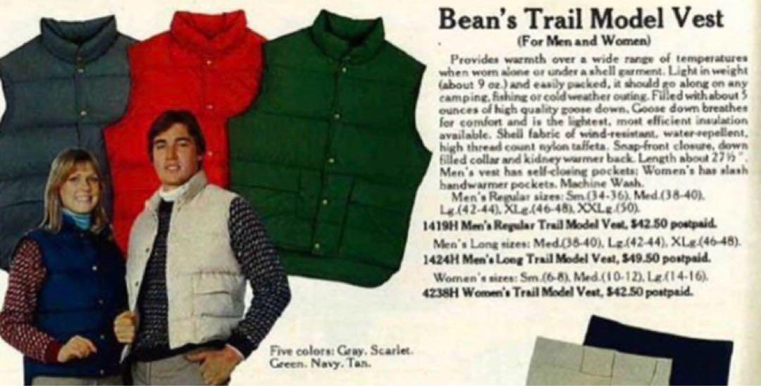 80s 縦型ポケット USA製 L.L.Bean ダウンベスト ベージュ