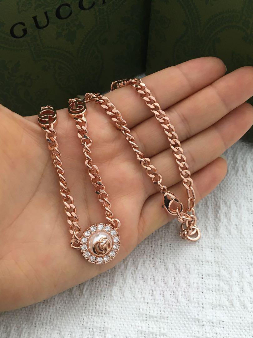 グッチ/Gucci ダブルG フラワー ネックレス　ピンクゴールド　超美品