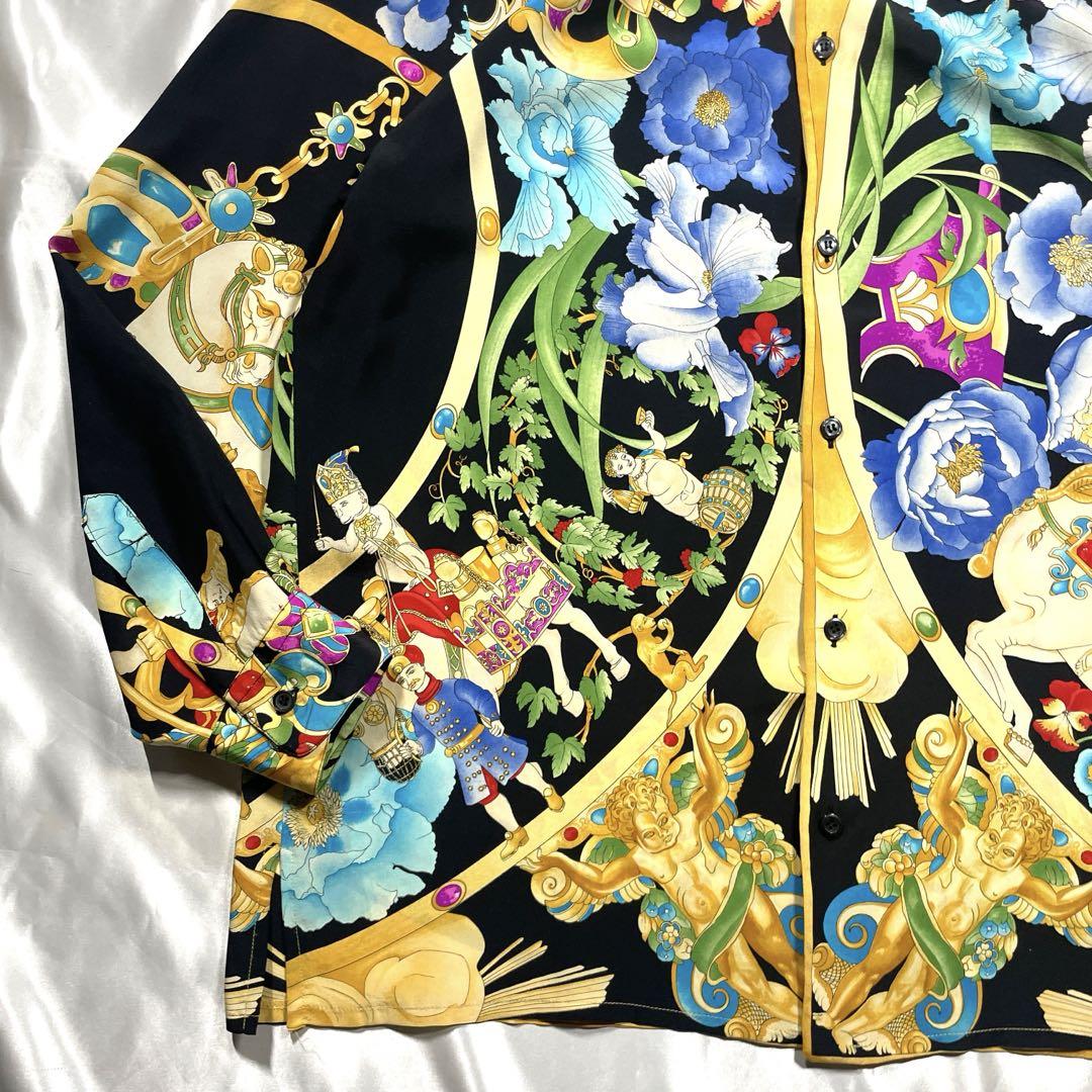 LEONARD PARIS レオナールパリ バロック シルクシャツ M