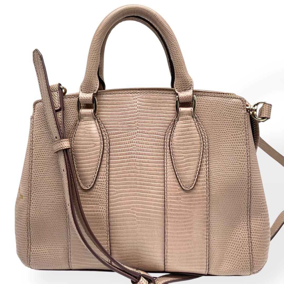 美品 TOPKAPI ２way ハンドバッグ　ショルダーバッグ　パイソン型押し