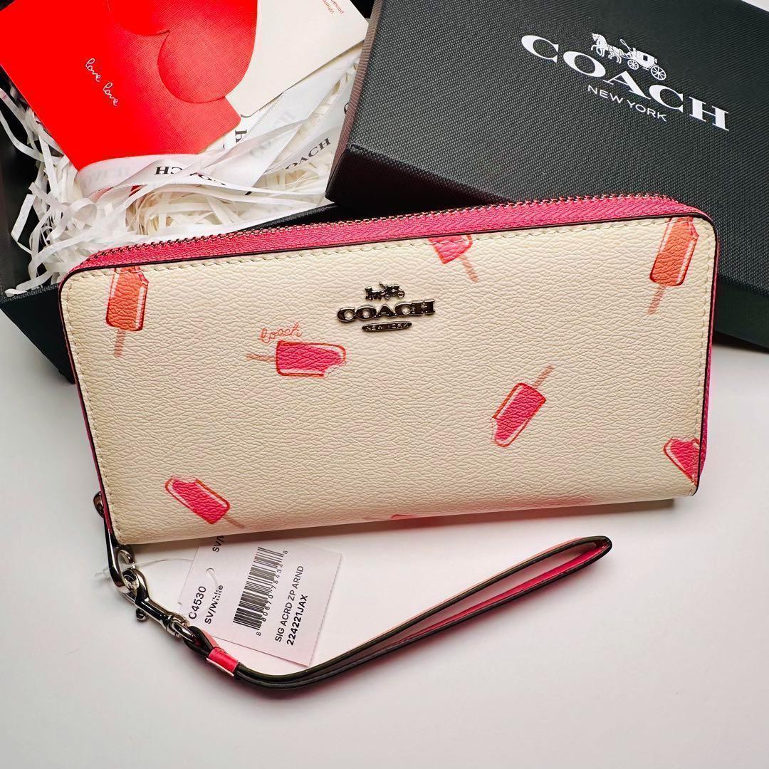 新商品　人気　Coachレーデイズ長財布　コーチ長財布　ホワイト色