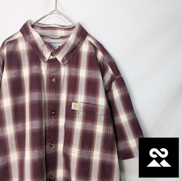 Carhartt　00’sUS　半袖シャツ　オンブレチェック　オーバーサイズ