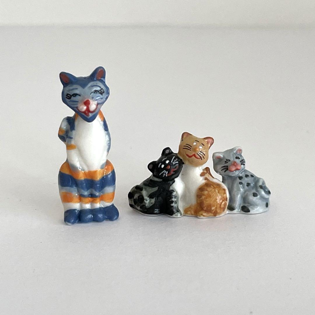 猫の家族 フェーブ ヴィンテージ フェーヴ フランス 陶器 パズル