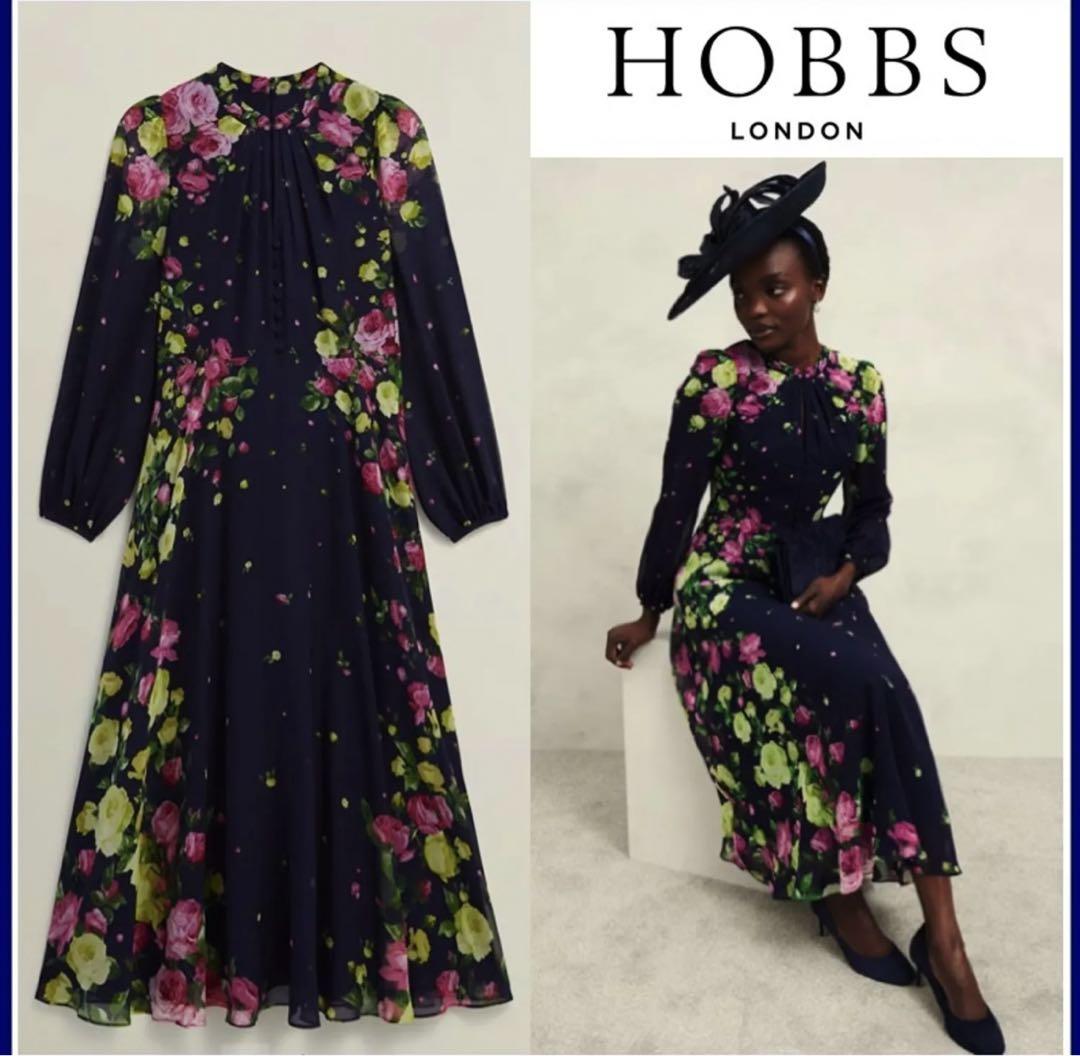 キャサリン妃愛用!!【HOBBS】高級シルク100％♪花柄ワンピース ☆キャサリン妃愛用 HOBBS☆ グリーンフラワーワンピース (Hobbs