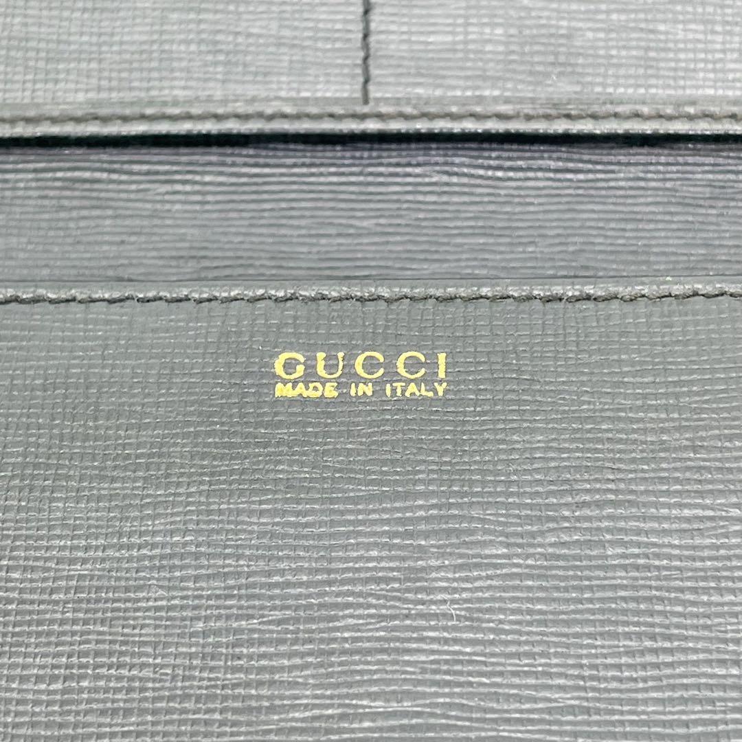 【美品】GUCCI 長財布 三つ折り フラップ ターンロック ゴールド金具 本革