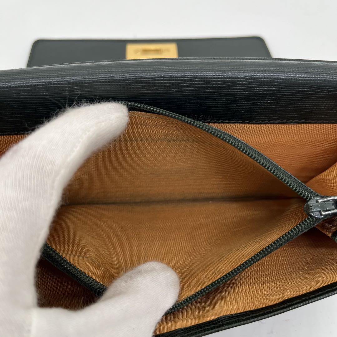 【美品】GUCCI 長財布 三つ折り フラップ ターンロック ゴールド金具 本革