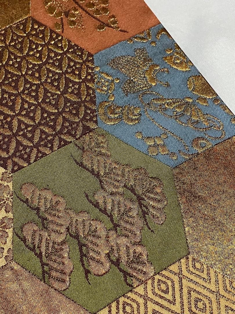 紫紘 袋帯 六通柄 正絹 亀甲 宝 吉祥文様 未使用 イ5984