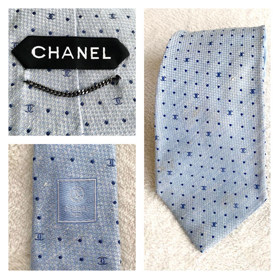 CHANELシャネル ネクタイ シルク CC ココマーク ダブルCマーク