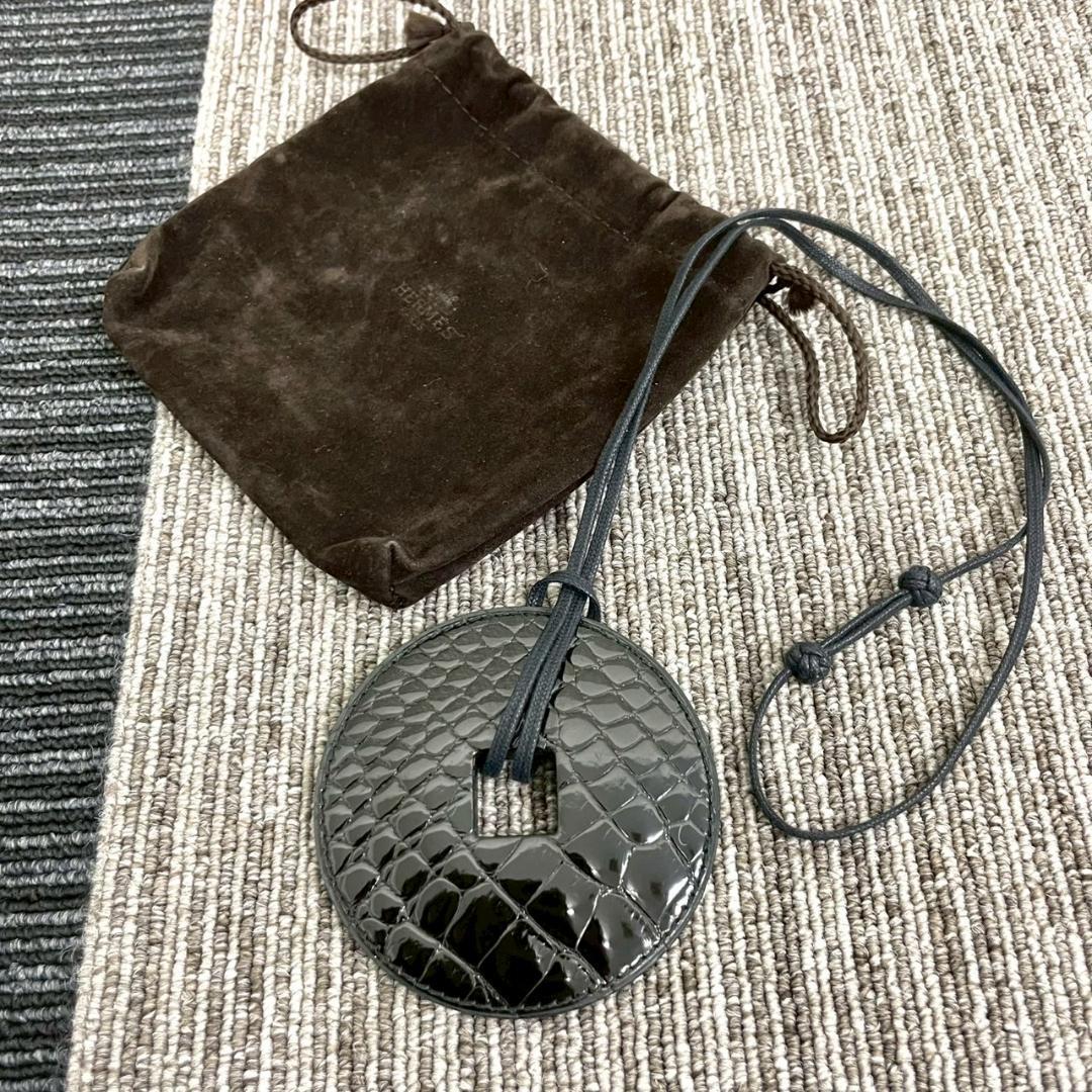 未使用　HERMES　エルメス　クロコ　ネックレス　プティアッシュ　ポロサス