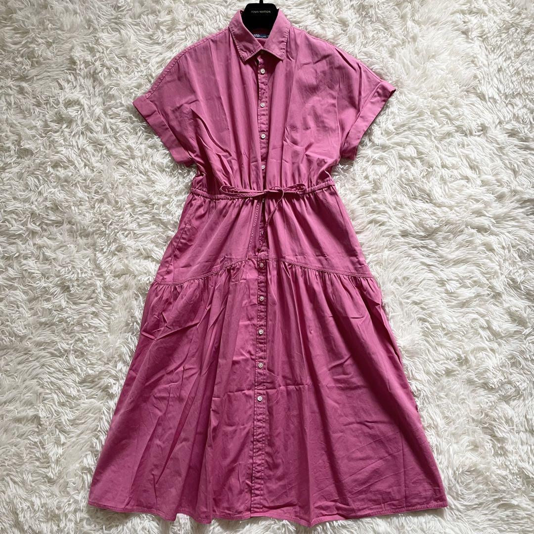 極美品　現行　ポロバイラルフローレン　ロング　シャツワンピース　ティアード　L