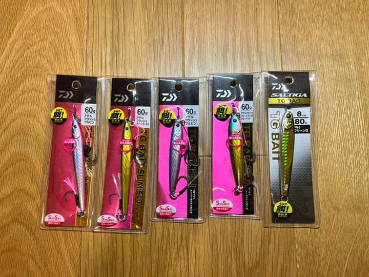 ダイワ Tgベイト 60g 4個 フック付 80g 1個 5個セット 人気の