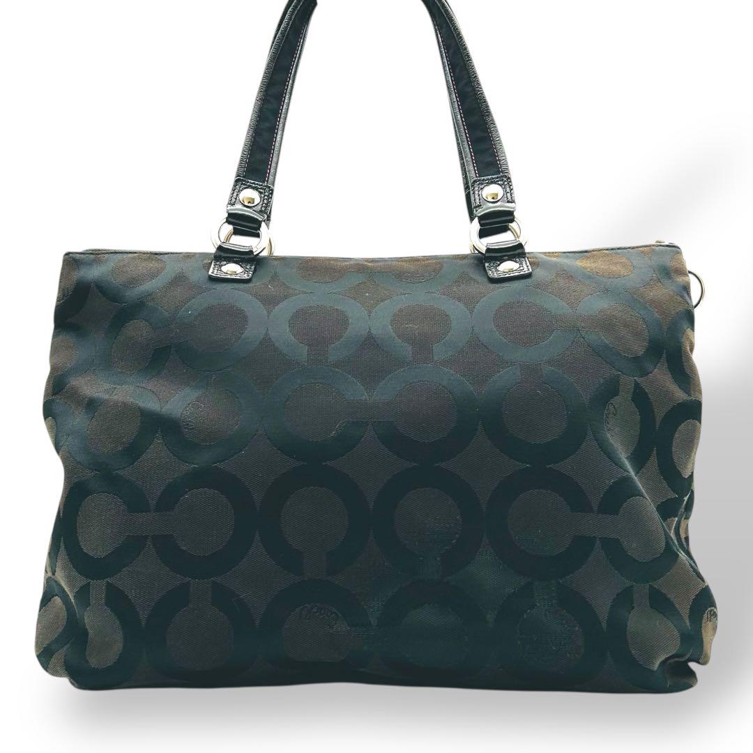 【大人気】COACH コーチ トートバッグ キャンバス ブラック系 良品 A4可 【大人気】COACH コーチ トートバッグ キャンバス ブラック系 良品 A4可