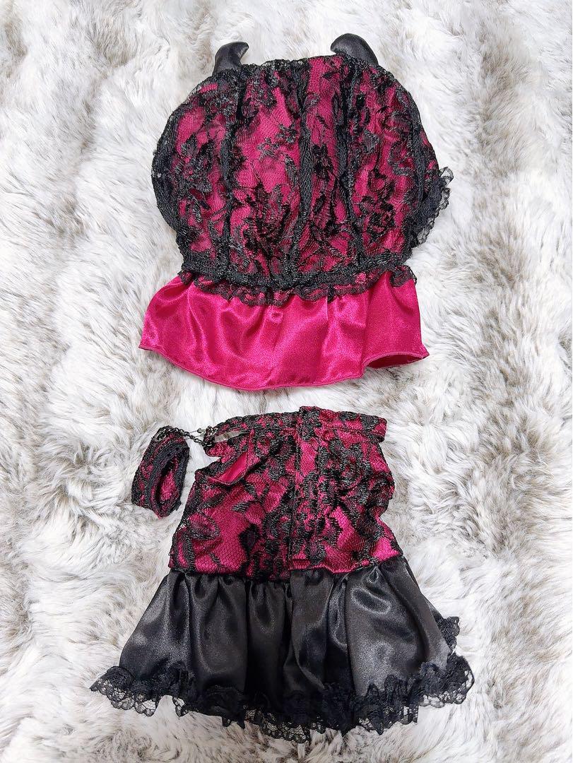 ハングリーアングリー　着せ替え服セット ピンクと黒のレース