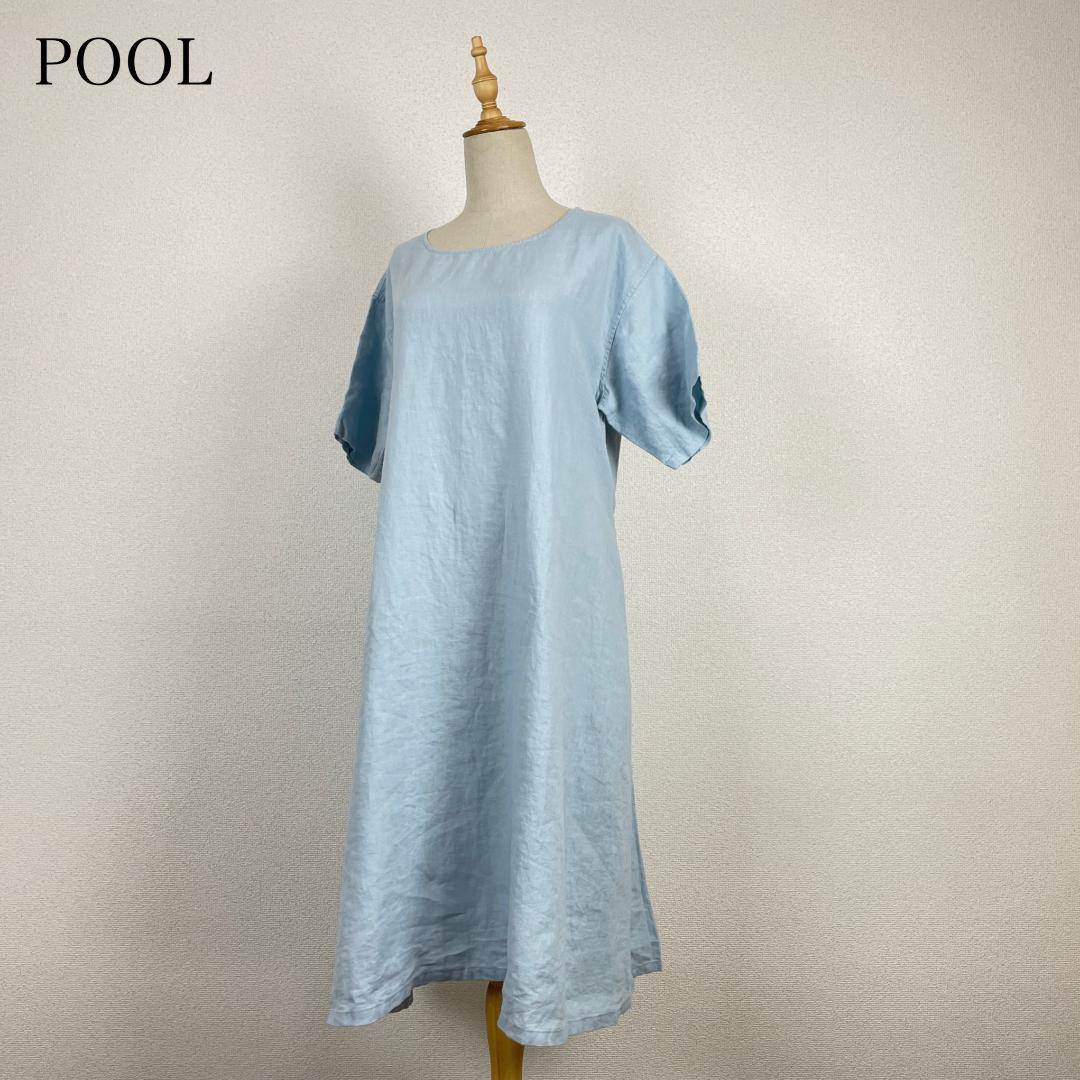 POOL リネン100% 麻 ワンピース ベルト付き