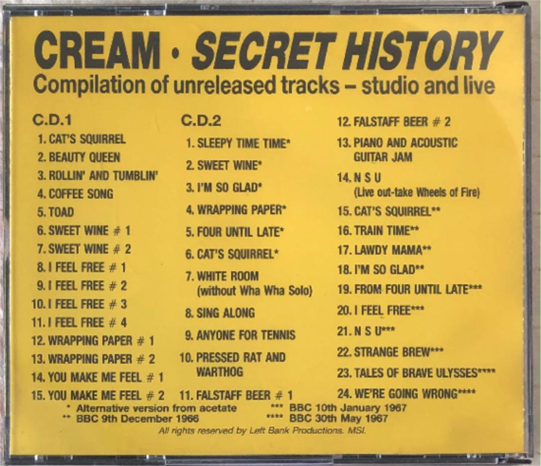 2CD！Cream/ Secret  History/ Eric Clapton