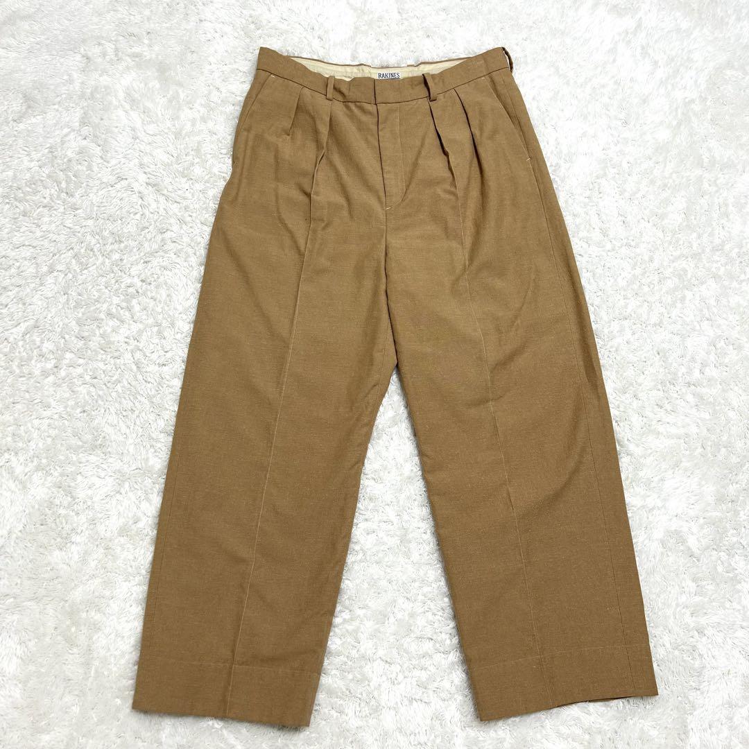 美品☆希少　RAKINESラキネス　ワイドパンツ　2タック　シルク　キャメル　2