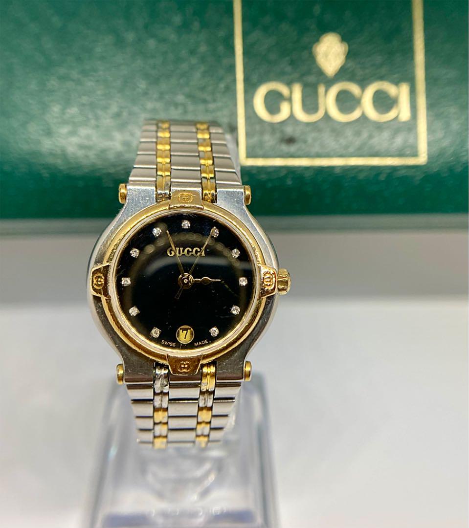 正規店即納 GUCCI 9000L 腕時計クォーツ グッチ GWsCN-m64159761077 ダイヤモンド12P ゴールド 人気定番得価